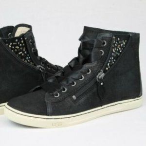 Ugg Blaney Crystal Black Leather Sneaker 8.5 EUC